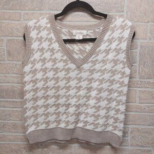 Jessica Simpson Beige Houndstooth Vest